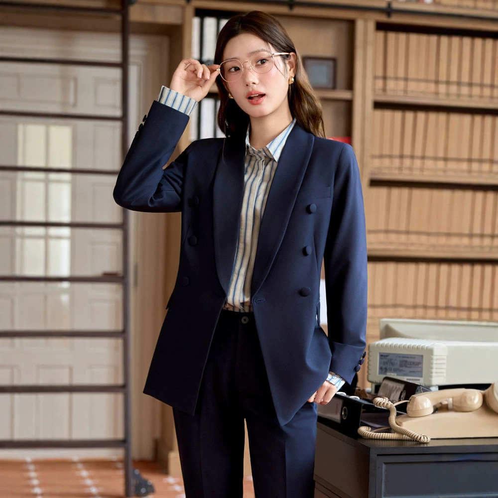 藏青色西装套装女秋冬新款气质高级感通勤经理正装职业工装工作服