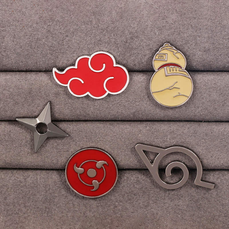 Naruto Series Peripheral Brooch Cartoon Organization Writing Roulette Rebellion Shuriken Metal Badge