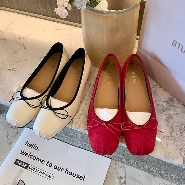 Grape Mom's Same Style Shoes, French Square-Toe Bowknot Mary Jane Ballet Flats with Hidden Height Increase Grape Mom's Same Style Shoes, French Square-Toe Bowknot Mary Jane Ballet Flats with Hidden Height Increase