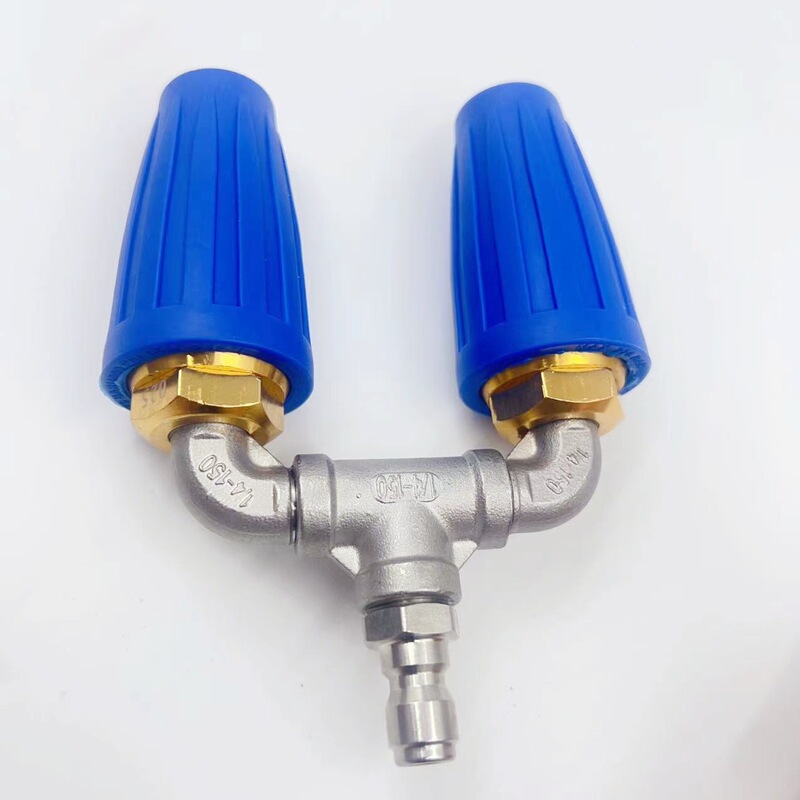 High pressure water gun rotating nozzle blue aluminum alloy lap bend tee stainless steel water pipe joint