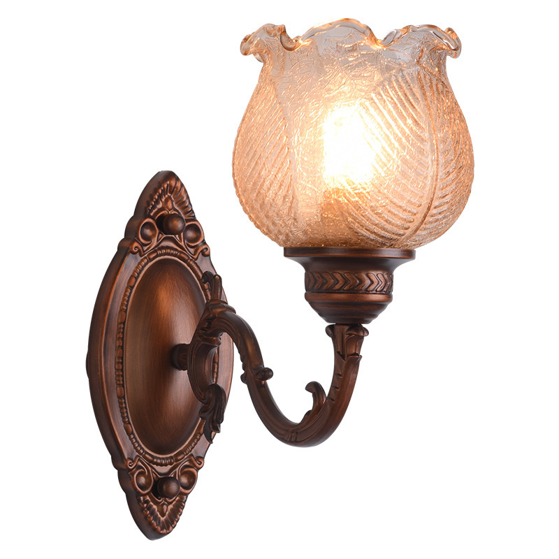 Individual retro cabeza de cama americana lámpara de pasillo dormitorio antiguo estilo antiguo escalera francesa lámpara de pared pasillo vidrio vino interior