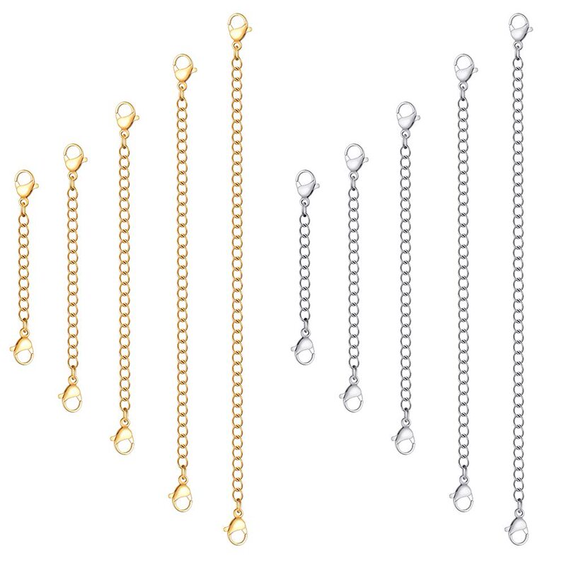 Amazon necklace plus long chain multi-size golden steel color double lobster clasp chain handmade DIY tail chain extension chain Amazon necklace plus long chain multi-size golden steel color double lobster clasp chain handmade DIY tail chain extension chain
