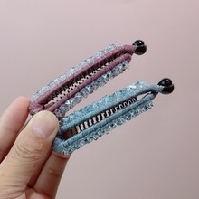 高端原创手制韩版香蕉夹简约百搭优雅竖夹水晶缠绕高级感马尾发夹