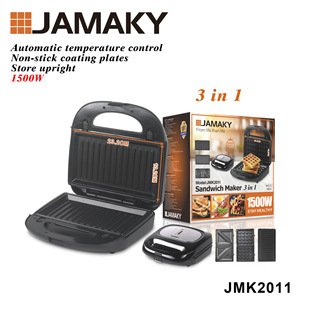 Jamaky Sandwich Breakfast Machine Multi-Functional Household Three-In-One Small Light Snack Toast Waffle Toast