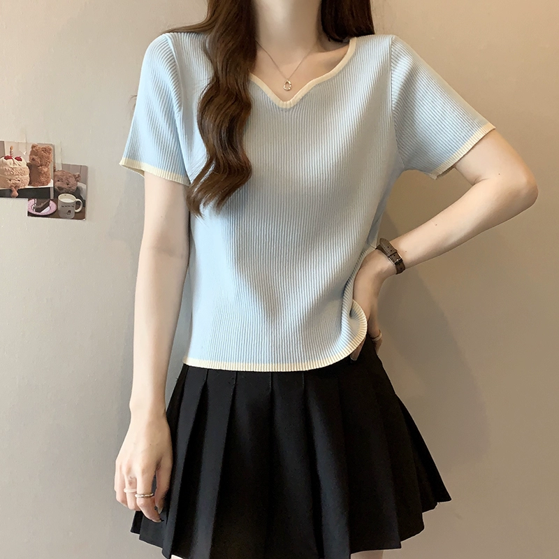 Футболка с короткими рукавами французского vi-vi-vi-vi-vi-vi-por-плечо