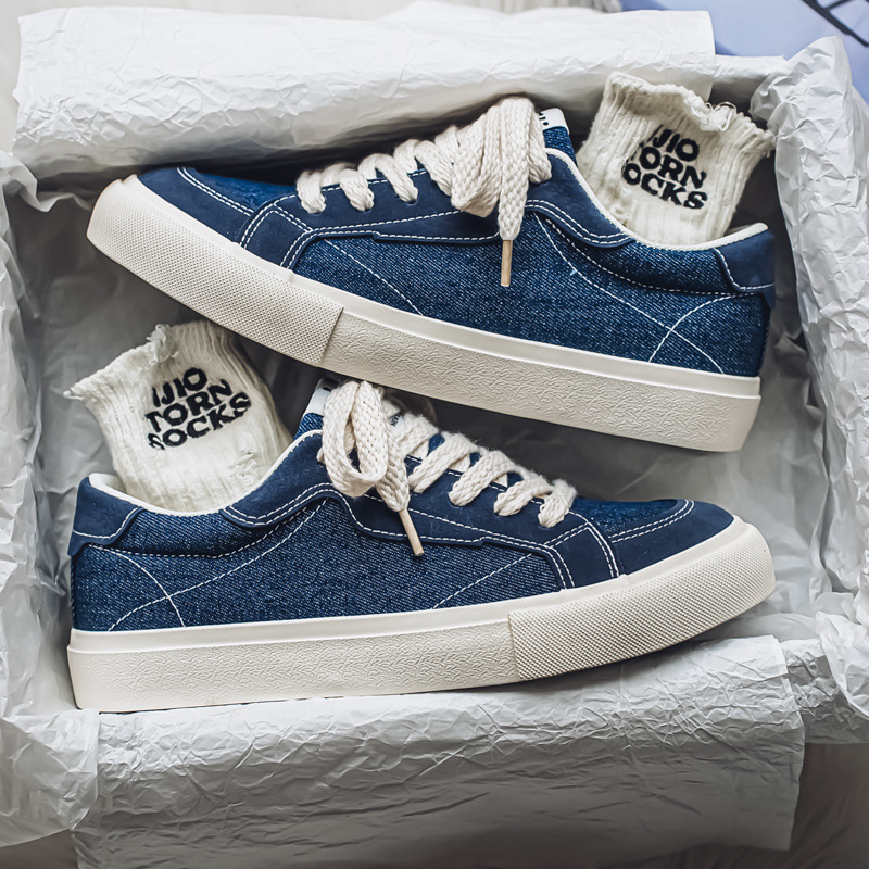 Denim Blue Canvas Shoes Men's Breathable Casual Retro Men's Sneakers 2025 New Summer Shoes Men's Versatile Trendy Shoes