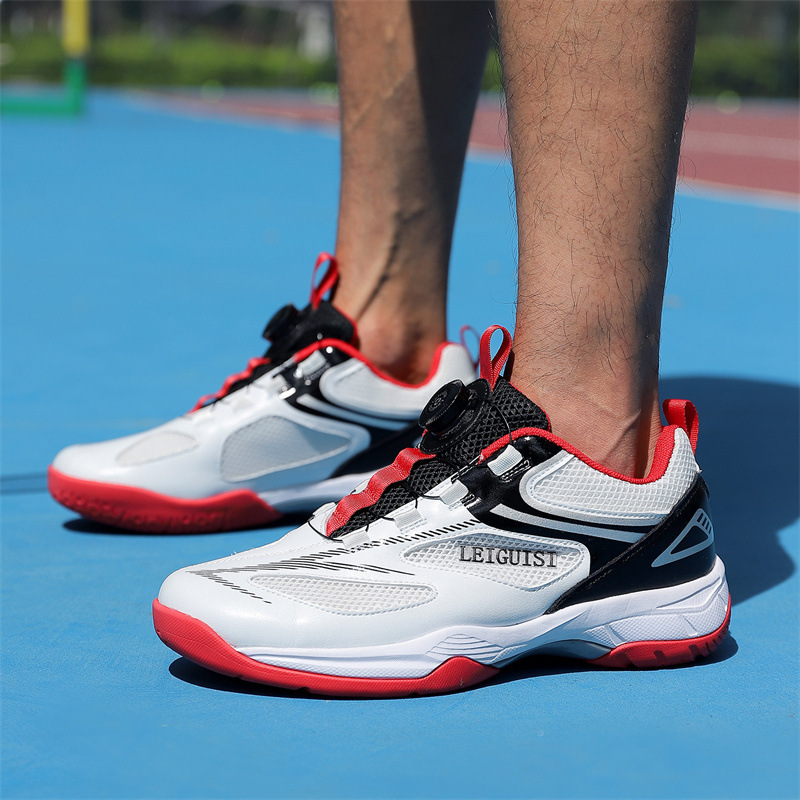 plus size 46 Swivel Buckle Couple Badminton Shoes Breathable Competition Training Sneakers Lace-free Table Tennis Shoes