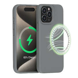 适用苹果15Pro手机壳液态硅胶磁吸手机壳商务简约手机保护套