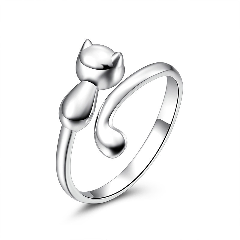 thumbnail image 1 of Anillo de gato sombrío, estilo japonés y coreano, estilo Mori, anillo abierto de gatito dulce, anillo de comida de estrella de gato fresco y lindo, 1 of 5
