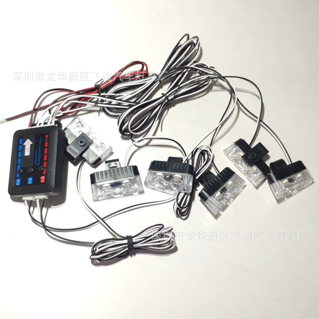 03040-6 с ручным управлением 6X2LED Один-к-шести 12W12LED Средняя сетка вспышка стробоскоп 12 В