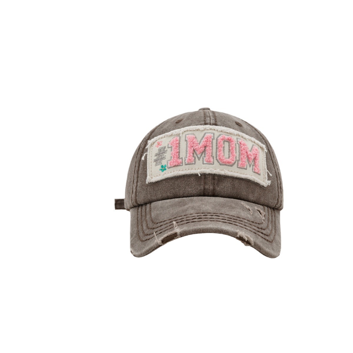 Toalla de diseño original carta bordada etiqueta de tela gorra de béisbol hombres y mujeres Otoño e Invierno estilo coreano moda de la calle rasgado gorra de pico