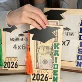 跨境木质钱夹2026个性化毕业礼品带名字木制品毕业卡盒现金夹信封