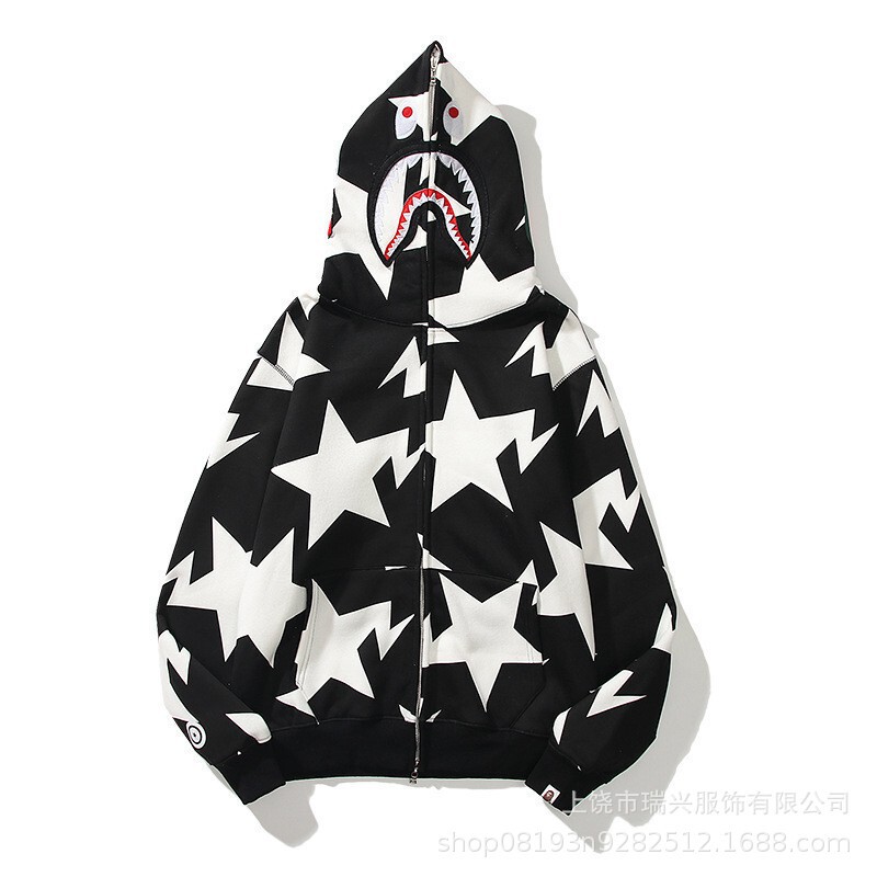 Cross-Border Shark Jacket Ape Head Bape Trendy Brand Same Style Jacket 3D Printed Zipper Hoodie