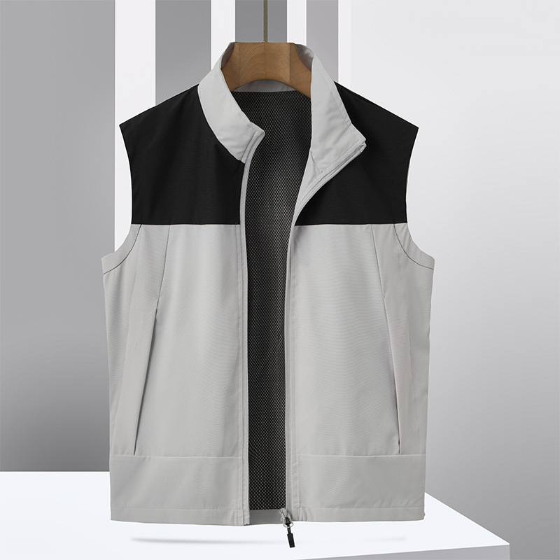 High-End Design Men's Stand-Up Collar Vest Business Sleeveless Jacket Golf Casual Vest Trendy Style Waistcoat