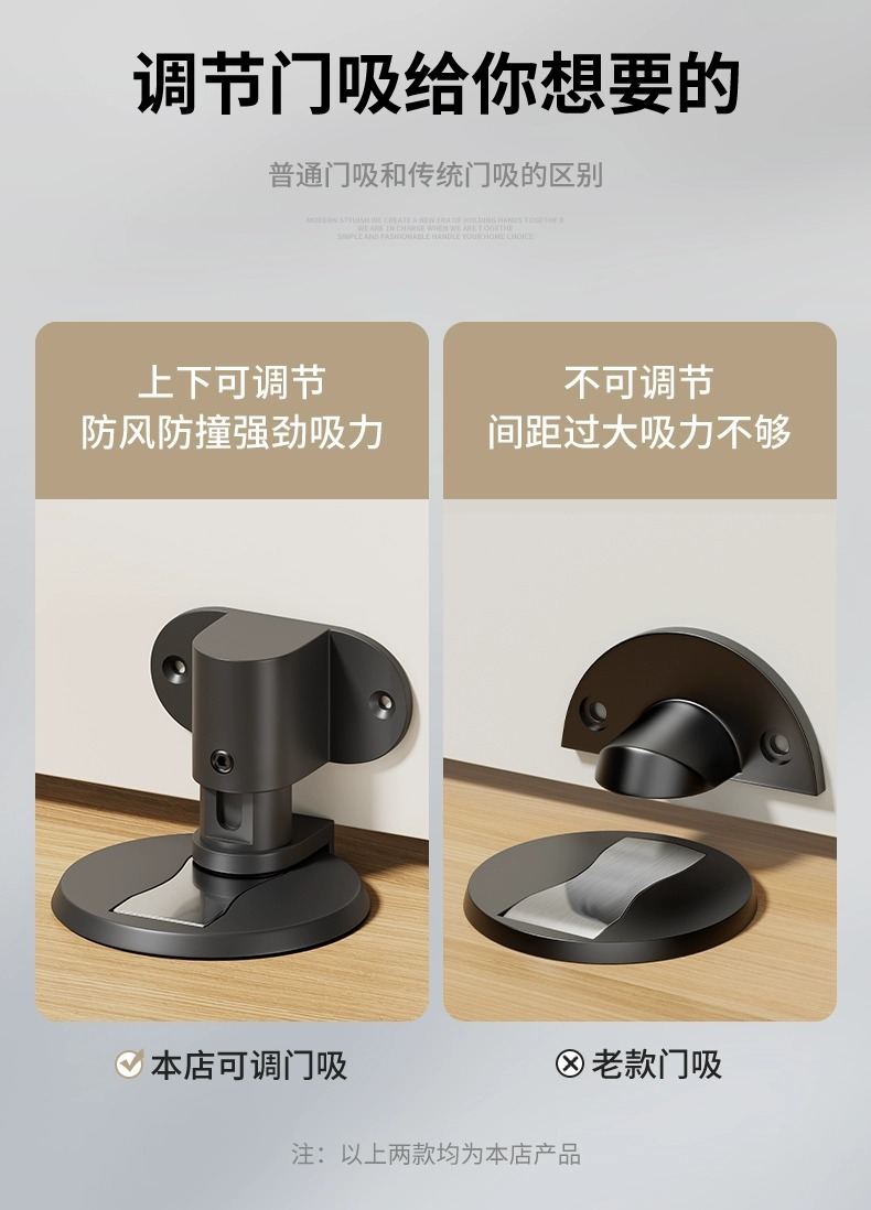 免打孔门吸家用隐形强磁门挡磁吸房门可调节地吸静音锌合金门吸-阿里巴巴