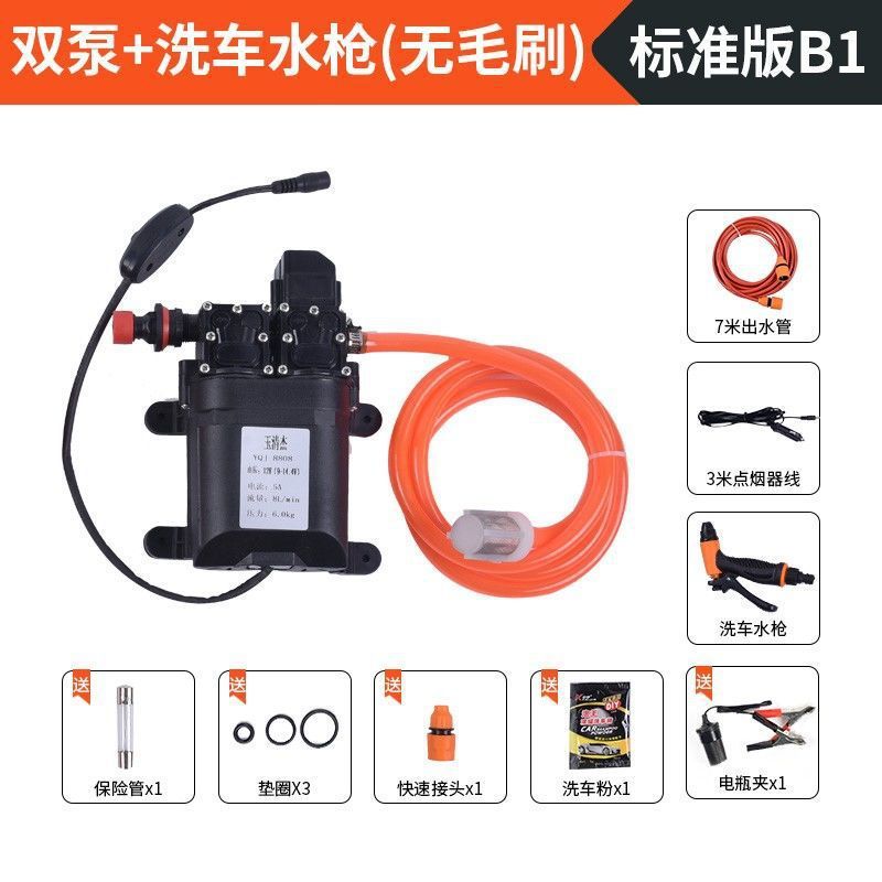 洗车家用高压智能洗车机车载12V水泵便携式两用双泵清洗水枪|undefined