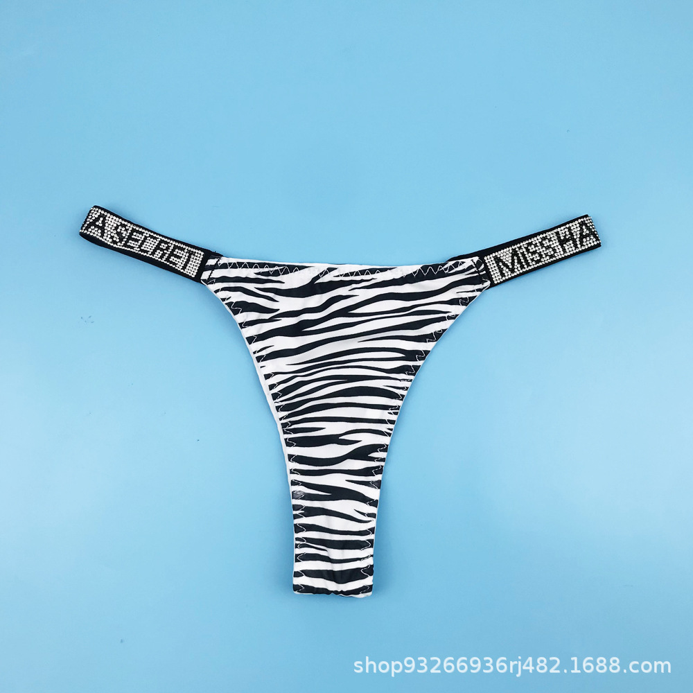 Ropa interior antibacteriana rusa con diamantes de imitación, bragas de talla grande, tanga sexy de cintura baja que levanta la cadera, antibacteriana y transpirable