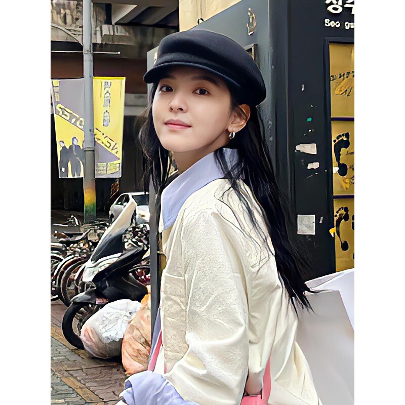 章若楠同款复古高品质羊毛八角帽子女秋冬法式百搭洋气羊毡贝雷帽|undefined