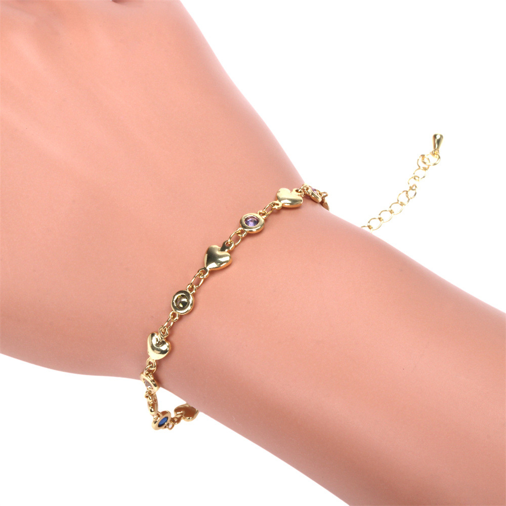 Fashion Heart Shape Copper Inlay Zircon Bracelets Necklace