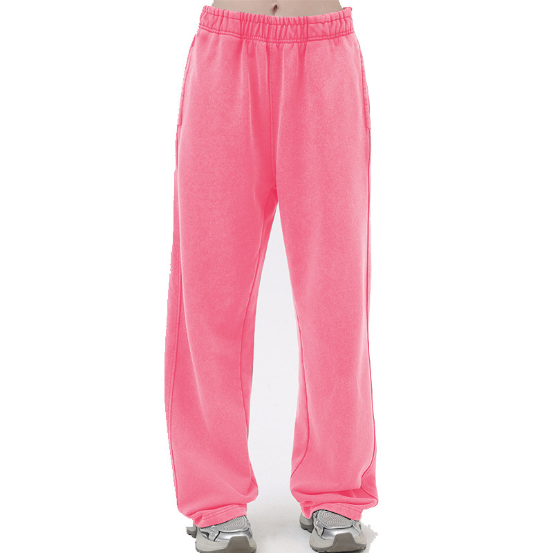 400g distressed brushed sweatpants rose red