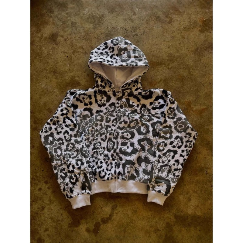 Y2K Animal Print Zip-Up Hoodie – Unisex Streetwear Jacket With 3D Embossed Design | Retro Futurism & Hip-Hop Fashion_viptrois.com