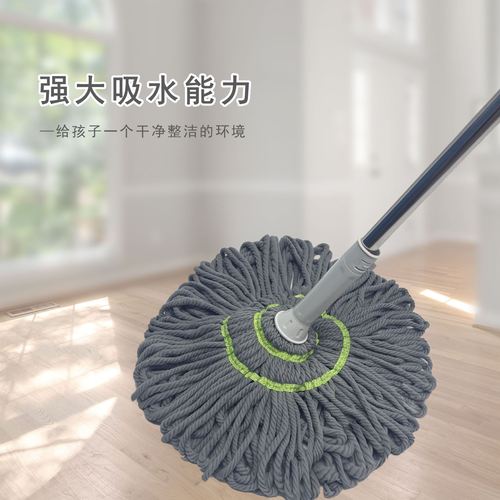 Self-squeezing cotton thread mop – household floor mop with cotton fibers, perfect for living rooms and bedrooms, a social media favorite.
