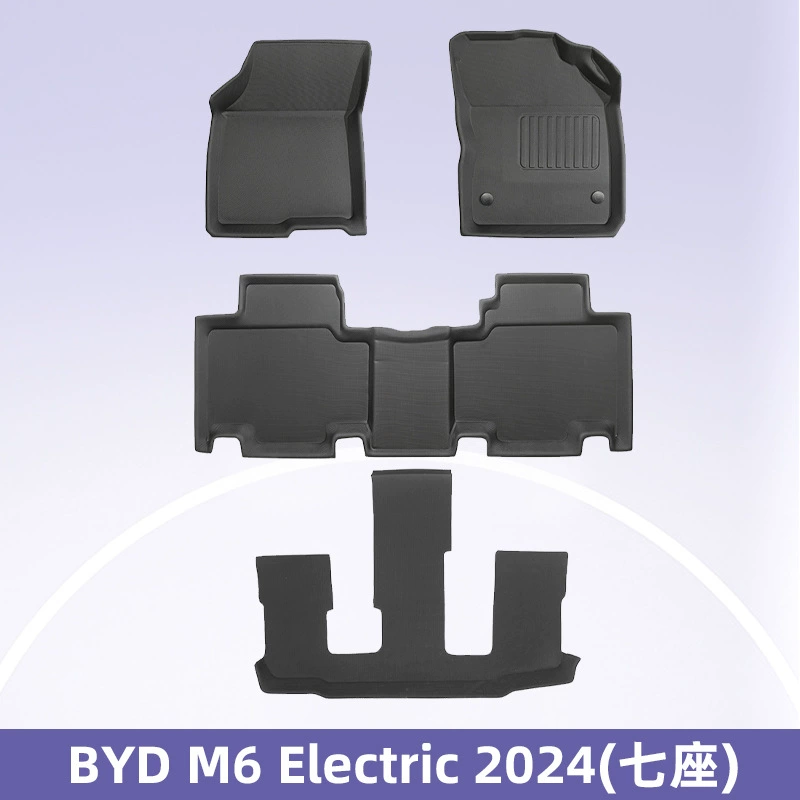 Подходит для BYD M6 Electric 2024 с правым рулем, 7-местный, 3D всепогодный материал XPE, коврик для пола, коврик для багажника, коврик для спинки сиденья.