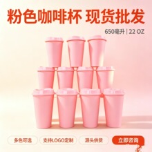 跨境爆款650ml粉色咖啡杯单层pp塑料水杯工厂直出可LOGO
