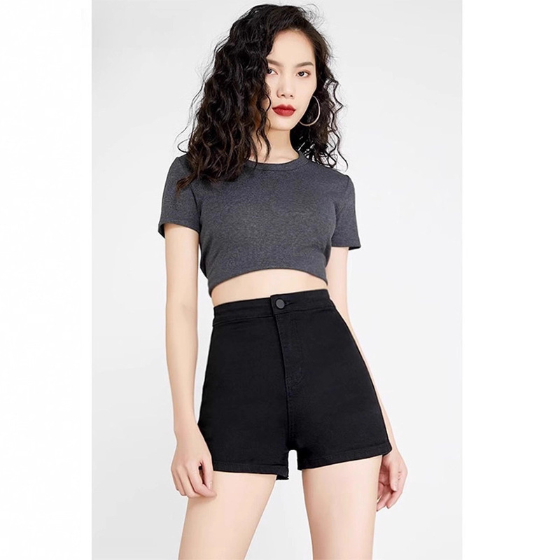 Black Denim Shorts Women's Tight Super High Waist 2025 Summer New Korean Style Versatile A-Line Elastic Slim Hot Pants