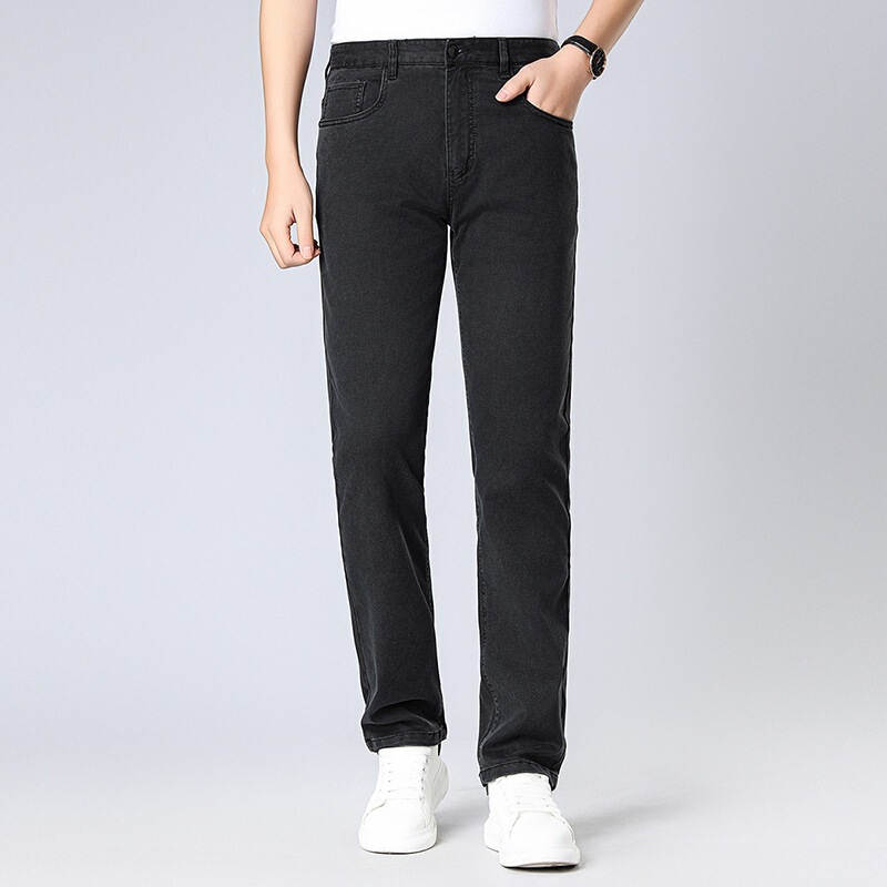 Lyocell Straight-Leg Jeans for Men, Size 26, New Spring/Summer Style, Loose Fit, Wrinkle-Free, Black Pants for Middle-Aged Dads Lyocell Straight-Leg Jeans for Men, Size 26, New Spring/Summer Style, Loose Fit, Wrinkle-Free, Black Pants for Middle-Aged Dads