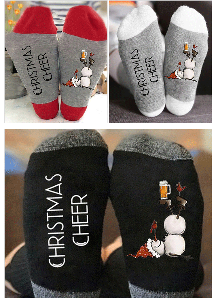 Unisexe Décontractée Lettre Bonhomme De Neige Coton Crew Socks display picture 2