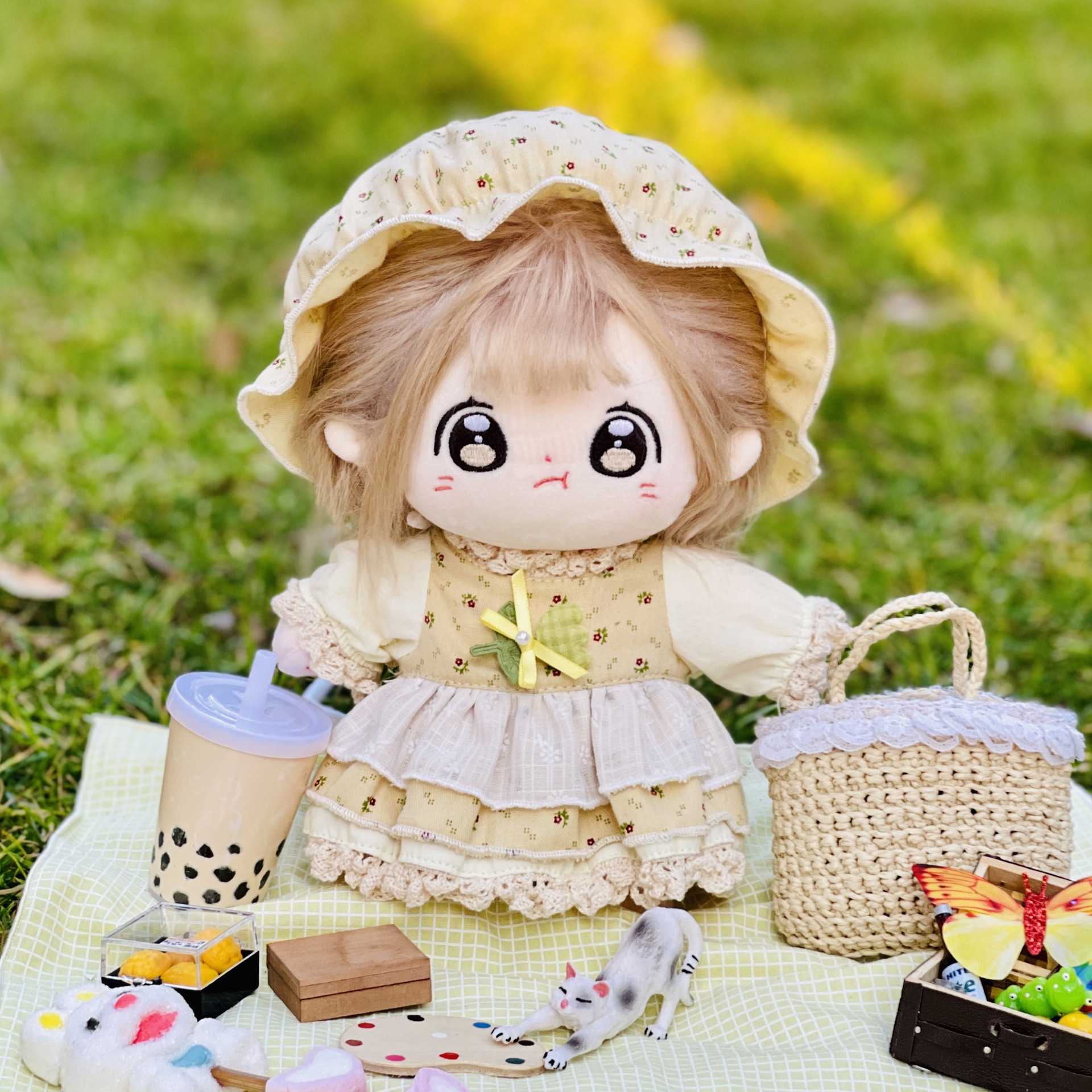 20cm无属性炸毛明星娃娃现货棉花娃娃衣服套装可换装人形玩偶批发详情6