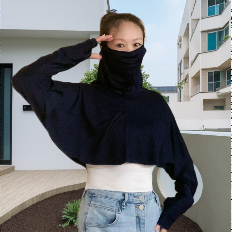 夏のサイクリング用モーダル薄手日焼け止め服、ゆったりとした長袖日焼け止め、顔と首を覆う女性用日焼け止め服|undefined