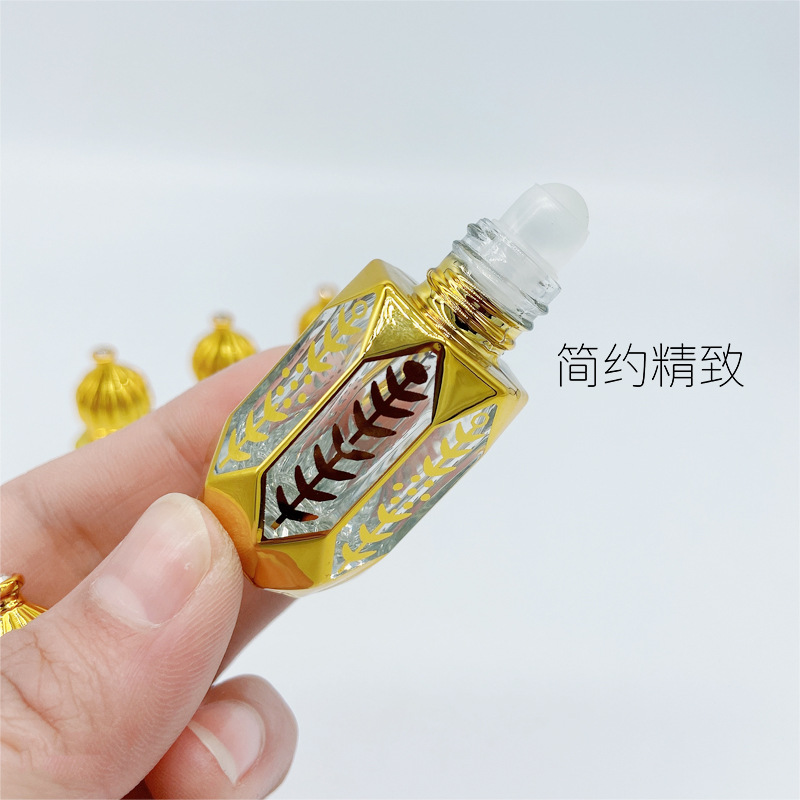6ml botella de bola de rodillo de aceite esencial viaje perfume portátil sub-botella vidrio galvanoplastia tallada envases cosméticos botella vacía