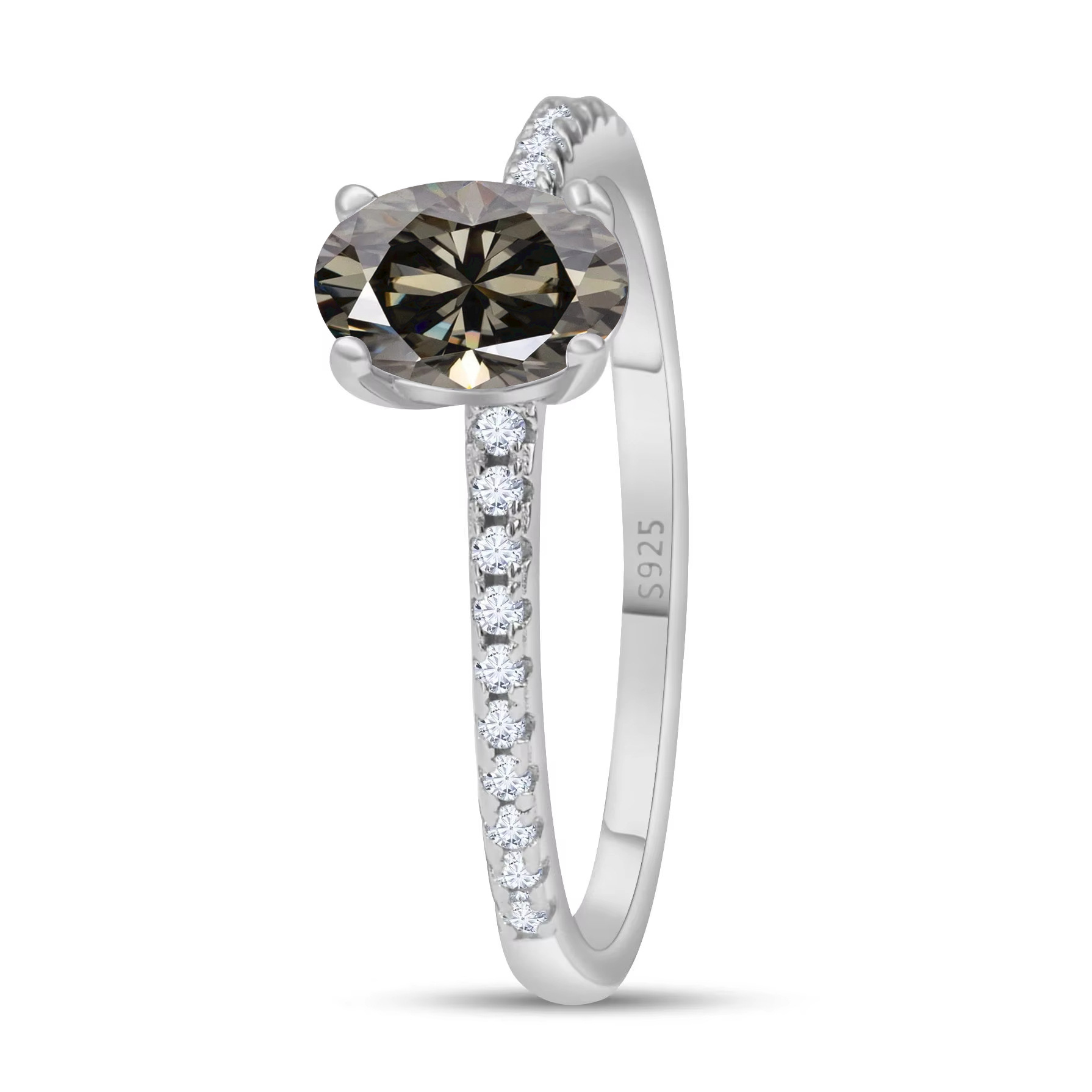 Anillo de piedra de morsanita de huevo de huevo de micrométrico al por mayor estilo europeo y americano con bolígrafo de prueba de diamantes para soportar un cabello