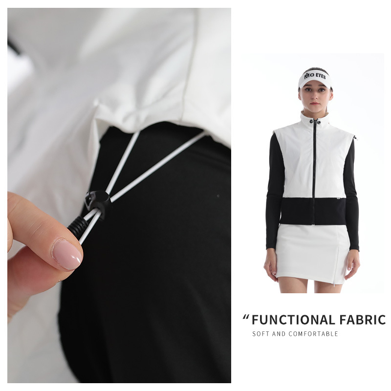 Áo gi lê golf nữ cổ đứng chống gió có khóa kéo — M23YF021-Vest màu xám nhạt, M23YF021-Áo vest trắng, M23YF021-Áo vest đen