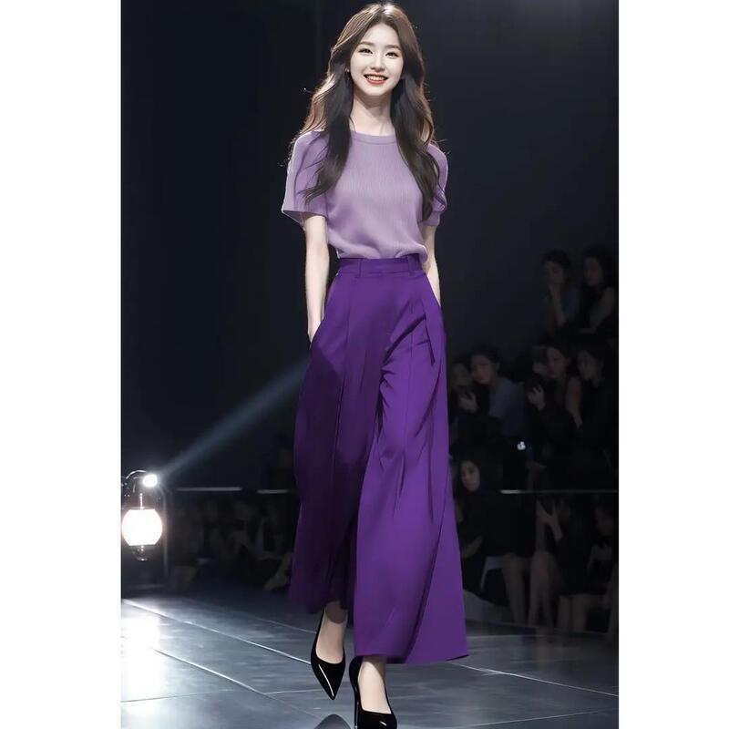 2025 Fashion suit Elegant Small Slim Commuter Style Light Mature Trousers High Waist Casual Style Top French Style