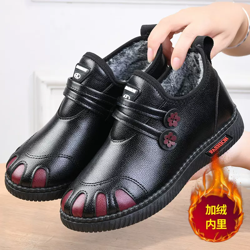 老北京布鞋妈妈鞋老人冬季棉鞋奶奶防滑保暖老太太加绒中老年女鞋