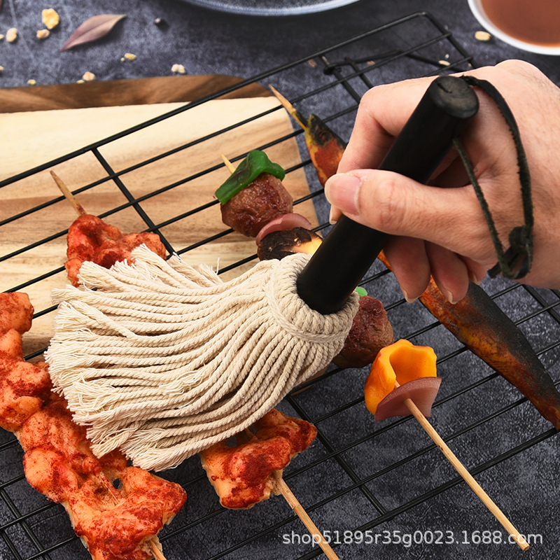 Трансграничное Специально для Amazon BBQ Барбекю швабра сменная головка резиновая деревянная ручка для барбекю обжарки погружения артефакт щетка