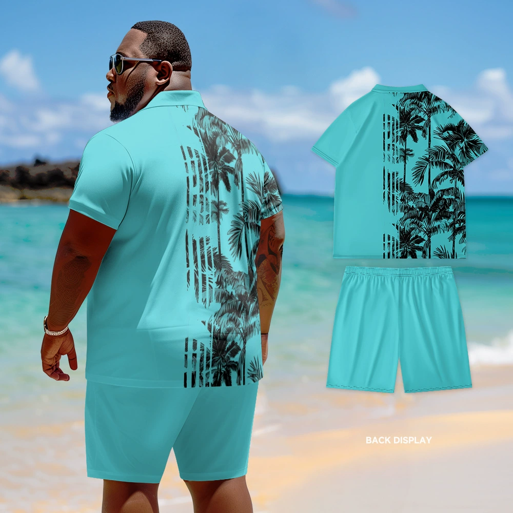 Polo, summer set, shorts, European style, oversize, with short sleeve, plus size