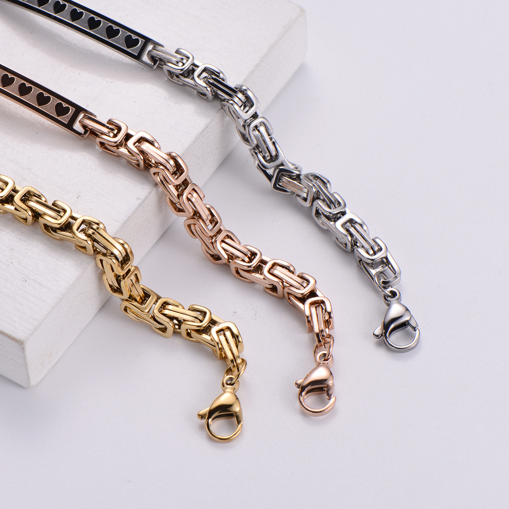 fashion simple heart-shaped gold plated stainless steel bracelet