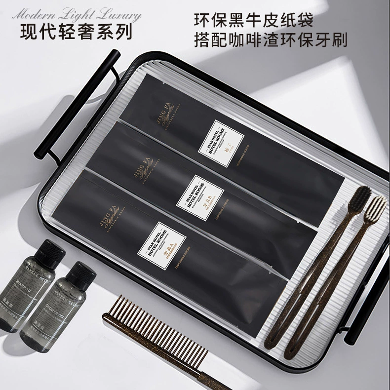 Одноразовая зубная щетка для гостиниц и B&B, доступный набор роскошных туалетных принадлежностей с мягкой щетиной, экологически чистый материал из крафт-бумаги из кофейной гущи