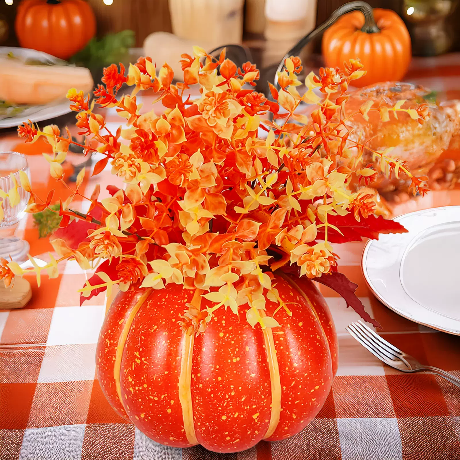 仿真南瓜花盆山茶花盆景亚马逊跨境热卖厂家直销室内餐桌摆件