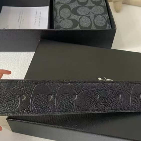 [new coach c home black box wallet belt business casual retro art belt pin buckle men's gift box bag