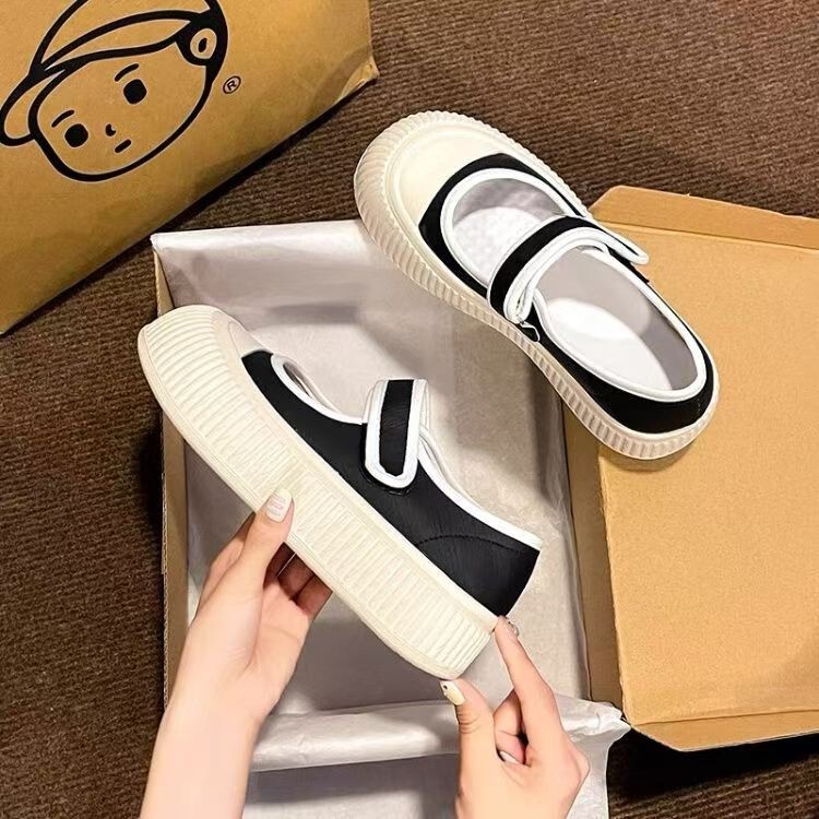 Internet Celebrity Velcro Flats Shallow White Shoes 2025 New Korean Style Breathable Canvas Shoes Soft Sole Casual Sports Shoes Internet Celebrity Velcro Flats Shallow White Shoes 2025 New Korean Style Breathable Canvas Shoes Soft Sole Casual Sports Shoes