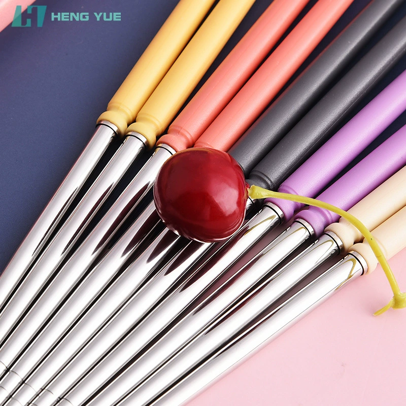Handle stainless steel, chopsticks for students, handheld plastic tableware, gift box, Birthday gift