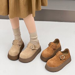 磨砂牛皮厚底勃肯鞋女2025秋季新款韩版时尚百搭小个子真皮休闲鞋
