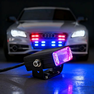 Car Grille Center Spotlight Warning Light Grille Flashing Light Motorcycle Led Spotlight Car Roof Warning Light