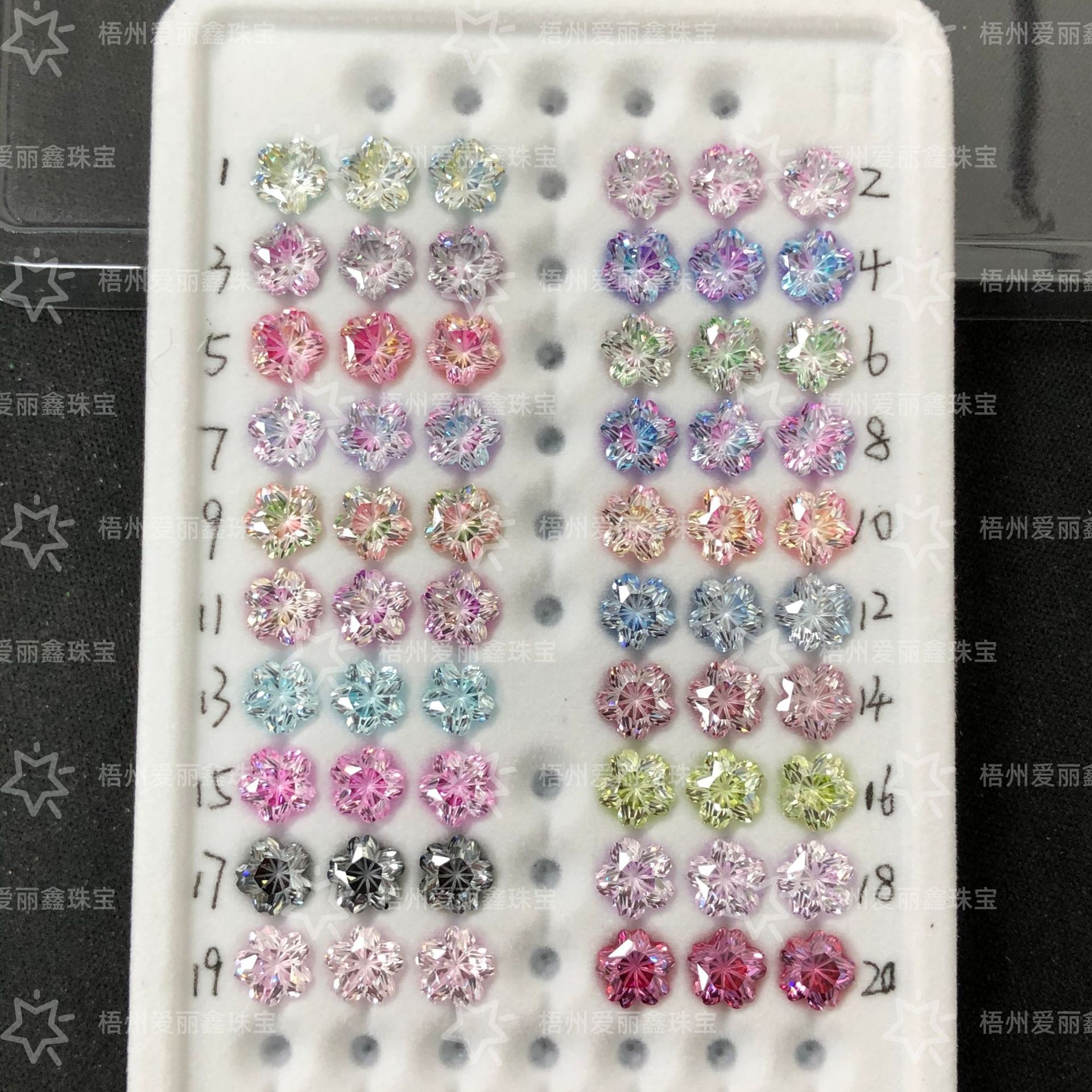 6mm cherry blossom cut, two-tone gradient and single-color inlaid zircon, high-quality popular earring main stone (loose diamond)