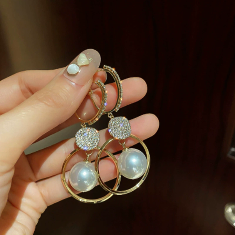Серебряная игла, цепь, модные свежие серьги из жемчуга, серебро 2024 образец, городской стиль